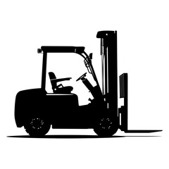 Silhouette forklift industrial equipment black color only full