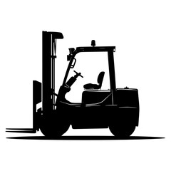 Silhouette forklift industrial equipment black color only full