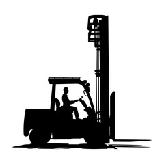 Silhouette forklift industrial equipment black color only full