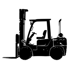 Silhouette forklift industrial equipment black color only full