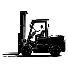 Silhouette forklift industrial equipment black color only full