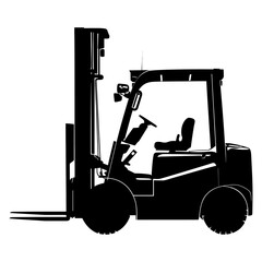 Silhouette forklift industrial equipment black color only full