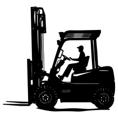 Silhouette forklift industrial equipment black color only full
