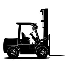 Silhouette forklift industrial equipment black color only full