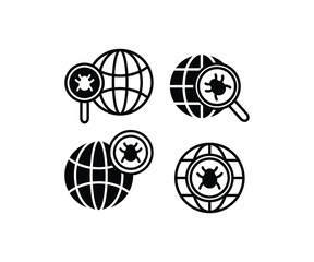 network antivirus icon globe cyber vector design illustration collections simple black white flat modern