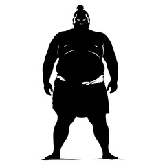 Silhouette Japanese sumo athlete black color only