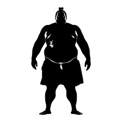 Silhouette Japanese sumo athlete black color only