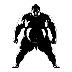 Fototapeta premium Silhouette Japanese sumo athlete black color only