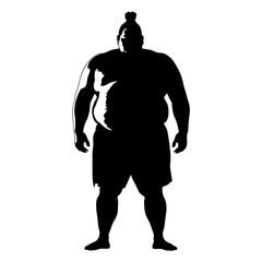 Silhouette Japanese sumo athlete black color only