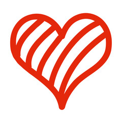 Red Hand Drawn Heart With Diagonal Stripes