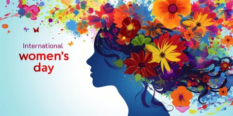 International Women's Day celebration background in colorful pastel flowers