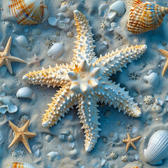 Starfish beach ocean, Pattern Tile for seamless backgrounds, ai generated