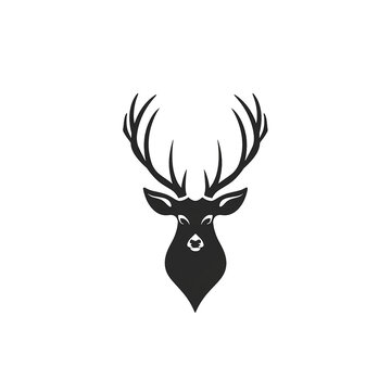 Black deer logo isolated on transparent background png.