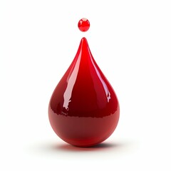 Obraz premium Glossy Red Drop on White Background. Generative ai