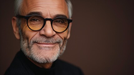 A man with a gray beard and mustache wearing glasses smiling at the camera.