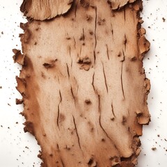 Wood pieces and dust, crushed tree bark isolated on white background