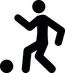 Football man icon. A man playing soccer on play ground. Sports signs and symbols
