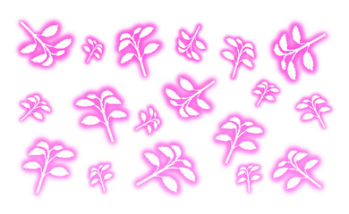 Pixel art pink glowing leaf pattern