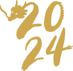 2024 Chinese new year with dragon flat design, lunar new year decoration element, no background  