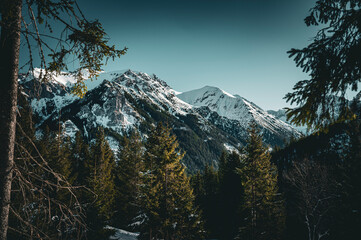 landscape of mountains in the winter