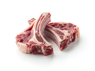 Obraz premium Raw lamb chop isolated on white background. 