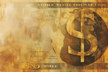 illustration old banknote vintage background.