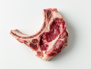 Obraz premium Raw lamb chop isolated on white background. 