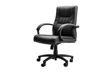 Fototapeta premium Black office chair isolated on transparent background.