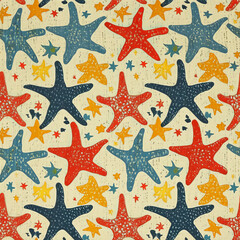 Fototapeta na wymiar Starfish beach ocean, Pattern Tile for seamless backgrounds, ai generated