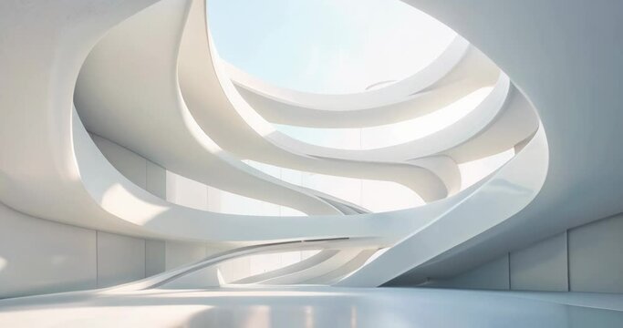 abstract white architecture interior for design, modern and contemporary indoor and outdoor curved wall on a sunny day	
