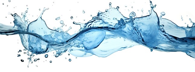 blue water splash on white background