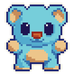 Teddy Bear - Cute Kawaii Cartoon Pixel Art Animal Stuffed Toy Icon Vector