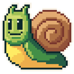 Snail - Cute Kawaii Cartoon Pixel Art Animal Slug Icon Vector