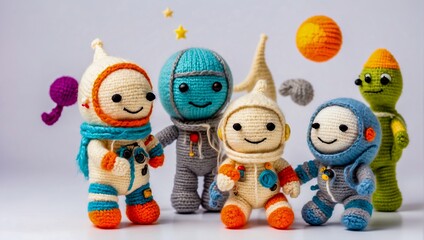 Wool toy. Little astronauts