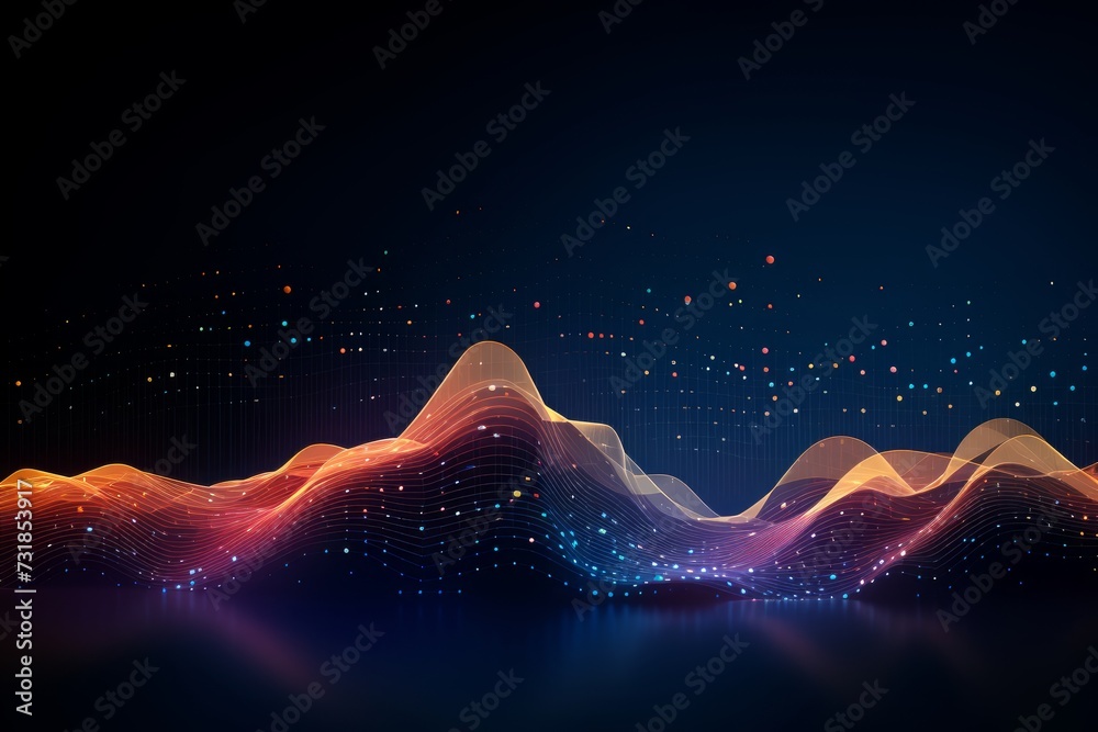 Poster digital graphic abstract background for technological processes, neural networks, digital data stora