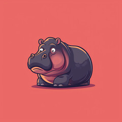 Flat Logo hippopotamus vector icon illustration