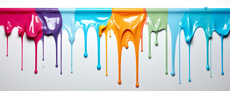 Colorful paint dripping isolated on white
