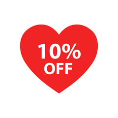 Red heart 10% off discount