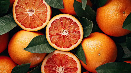 fresh orange fruits with leaves