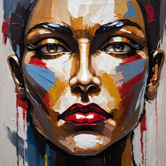 Abstract Colorful Painting of a Face