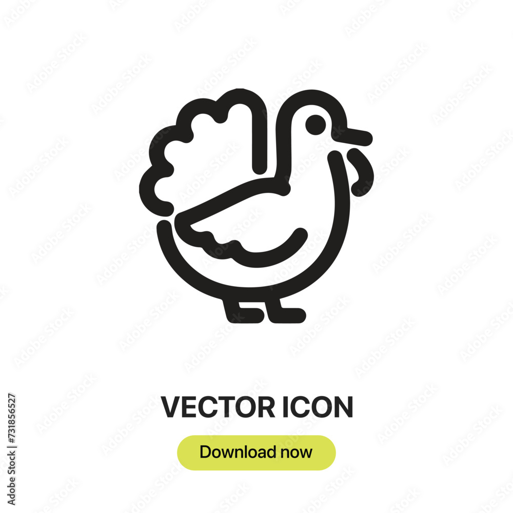 Aufkleber Turkey icon vector. Linear-style sign for mobile concept and web design. Turkey symbol illustration. Pixel vector graphics - Vector.	
