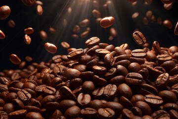 Fall roasted coffee beans. Background, create your product, your banner, your advertisement