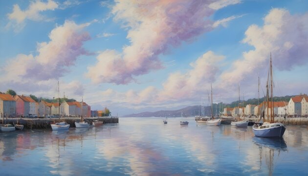 A Dreamy Harbor in Soft Pastel Hues