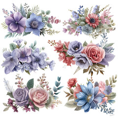 Background of watercolor pastell flowers 
