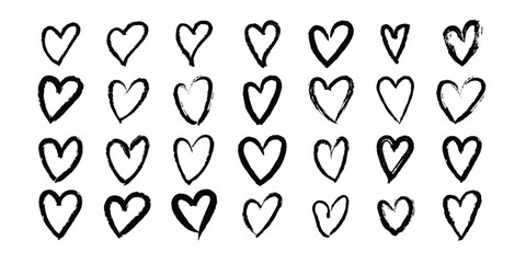 set of hand drawn doodle heart love symbols vector illustration