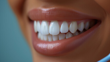 White teeth indicate healthy teeth and a clean oral cavity.