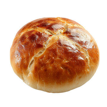 Plain Kaiser Bun Isolated on Transparent or White Background, PNG
