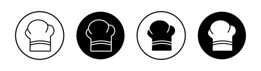 Chef hat flat line icon set. Chef hat Thin line illustration vector - obrazy, fototapety, plakaty