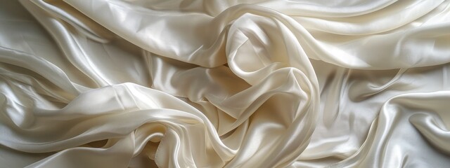 Fototapeta premium Smooth elegant white silk can use as wedding background