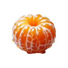 Peeled tangerine or mandarin fruit on a transparent background Ai generative.